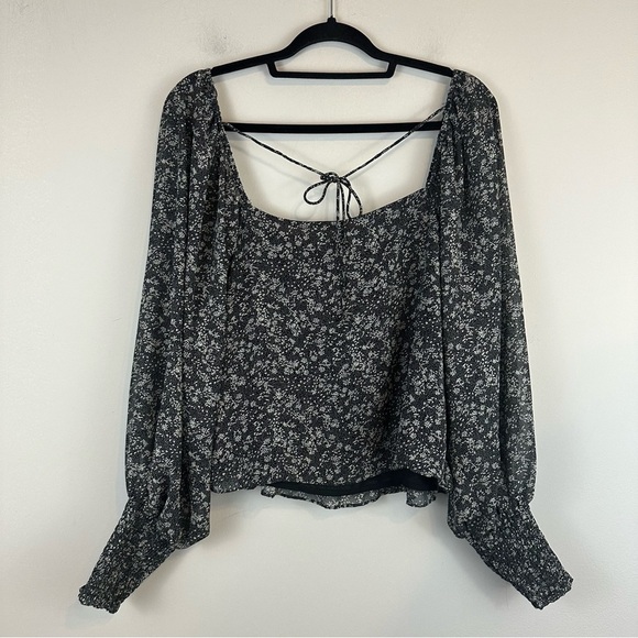 Astr The Label | Fairfield Long Sleeve Square Neck Floral Top Black Size XL - Picture 7 of 7